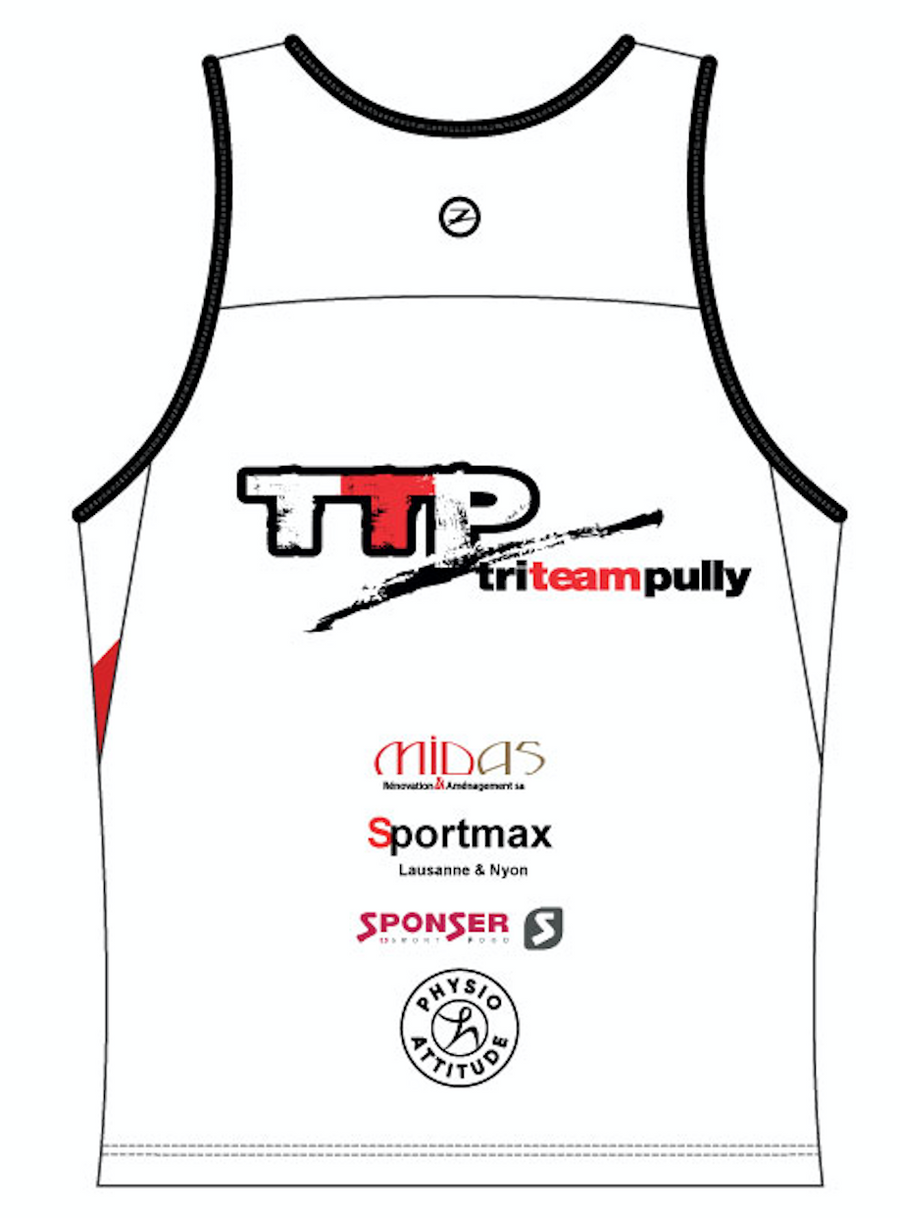 Mens LTD Run Singlet white- Pully Triathlon Club