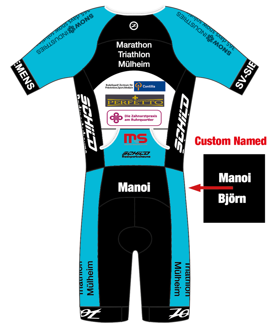 Mens LTD Triathlon Aero Full Zip Racesuit - Marathon Triathlon Mülheim - Mit Namen