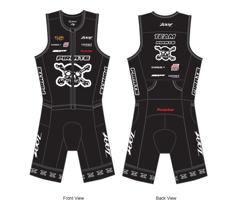 Mens LTD Triathlon Sleeveless Full Zip Racesuit - MC PIRATE- Black