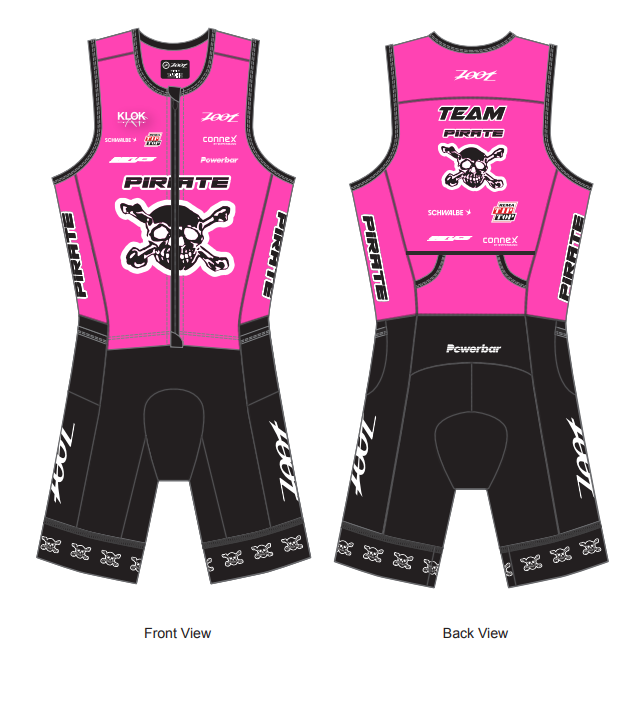 Mens LTD Triathlon Sleeveless Full Zip Racesuit - MC PIRATE- Pink