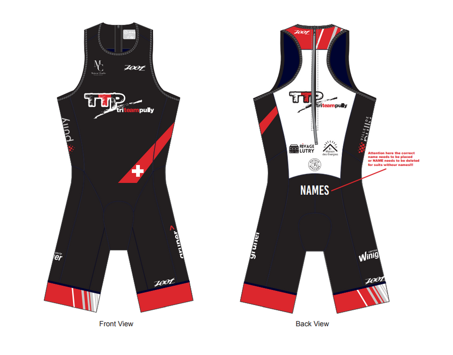 Mens Sprint Triathlon Backzip Racesuit - Pully - Mit Namen