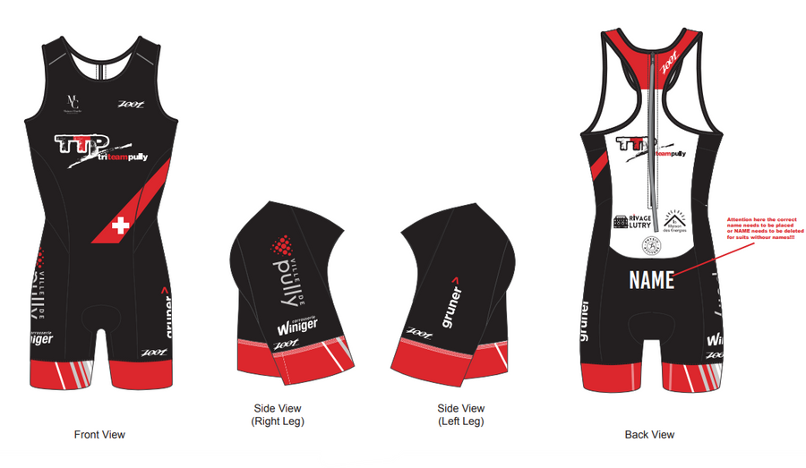 Womens Sprint Triathlon Backzip Racesuit - Pully - mit Namen