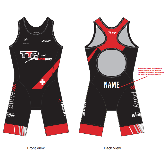 Womens Sprint Triathlon Open Back Racesuit - Pully - mit Namen