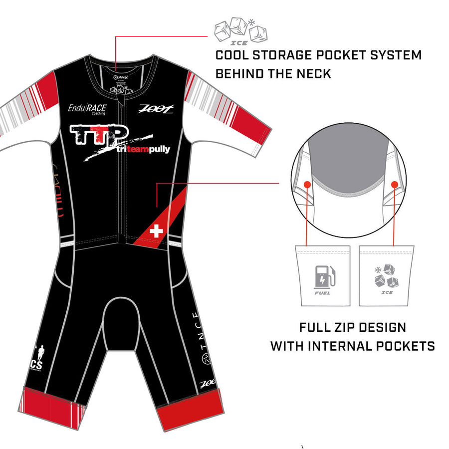 Mens LTD Triathlon Aero Full Zip Racesuit with name - Pully Triathlon Club