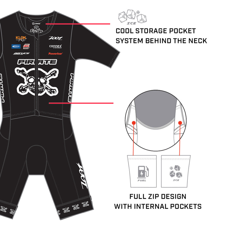 Mens LTD Triathlon Aero Full Zip Racesuit - MC Pirate - Mit Namen