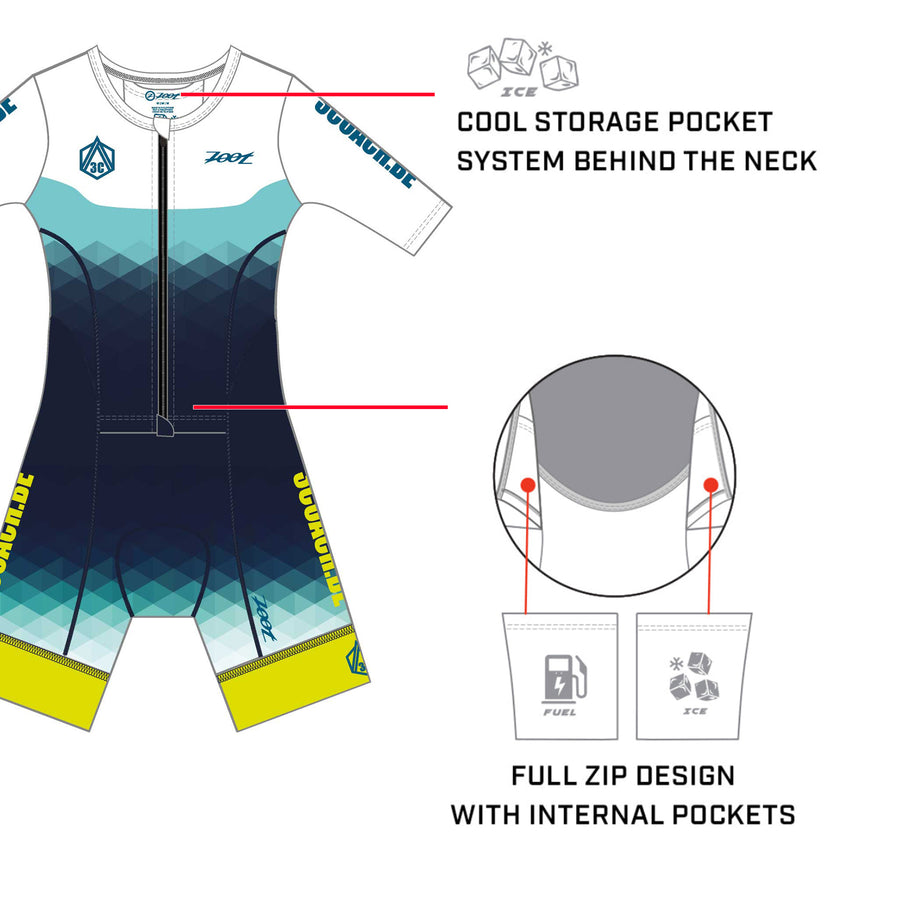 Womens LTD Triathlon Aero Full Zip Racesuit without name - 3COACH.BE